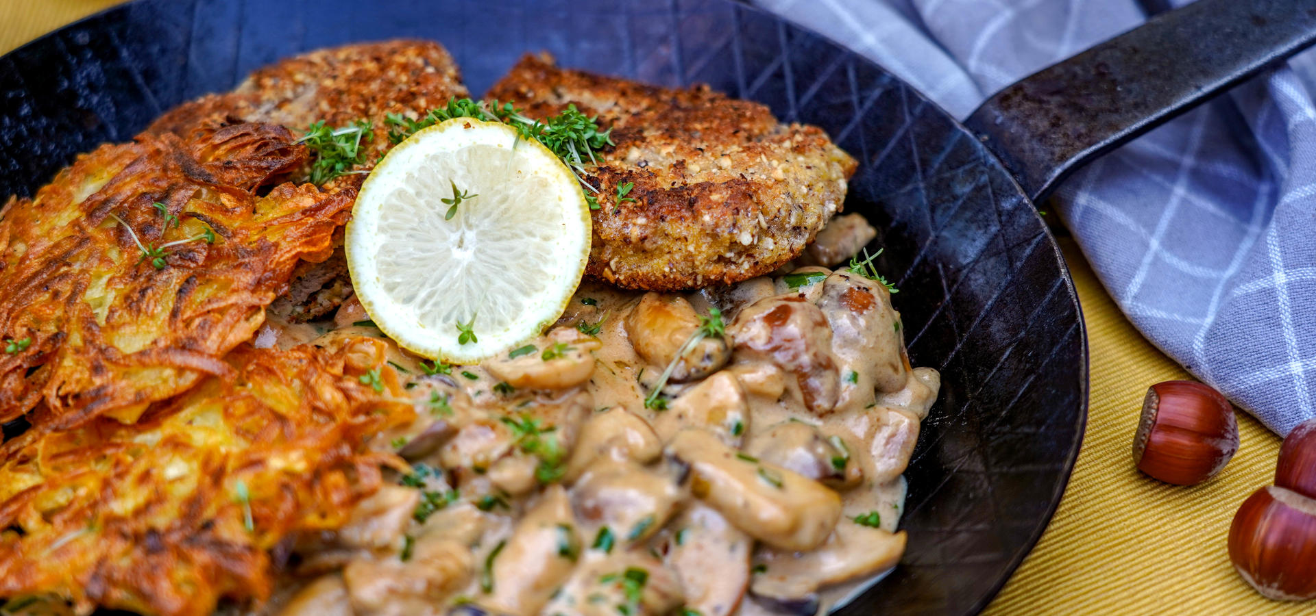 Wildschweinschnitzel mit Kartoffelrösti und Pilzpfanne | Deutscher ...