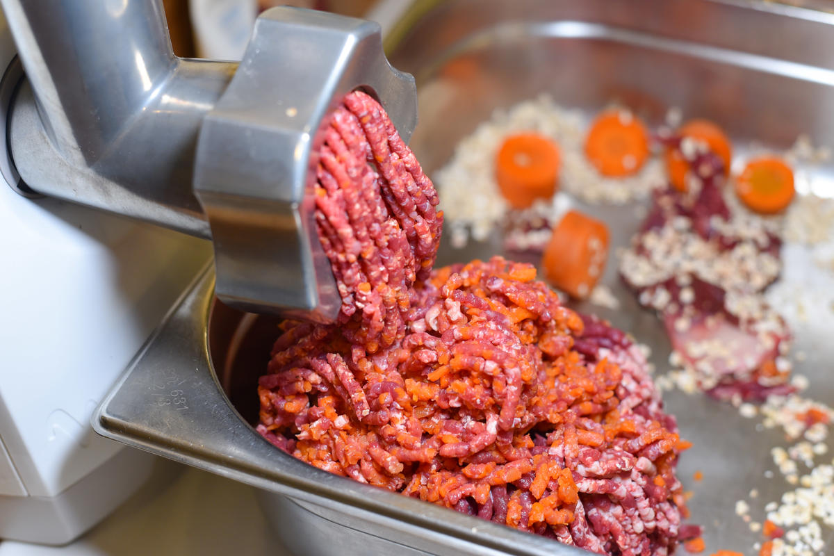 Fleisch, Möhren und Hafer vermischen und im Fleischwolf zerkleinern. (Quelle: Kapuhs/DJV )