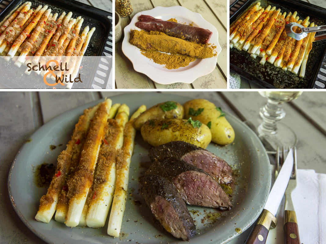 Wildschweinfilet im Ras El Hanou-Mantel mit Chili-Spargel | Deutscher ...